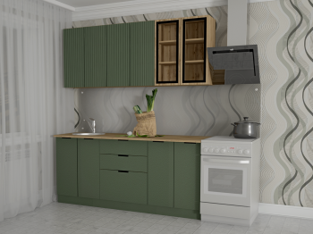 Кухня с фасадами МДФ "Валенсия 1,8 м" Шарли green